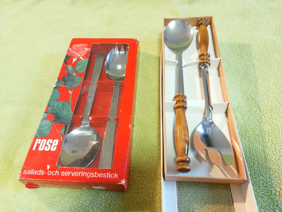 Eladó új rozsdamentes salátaszedő tálaló készlet