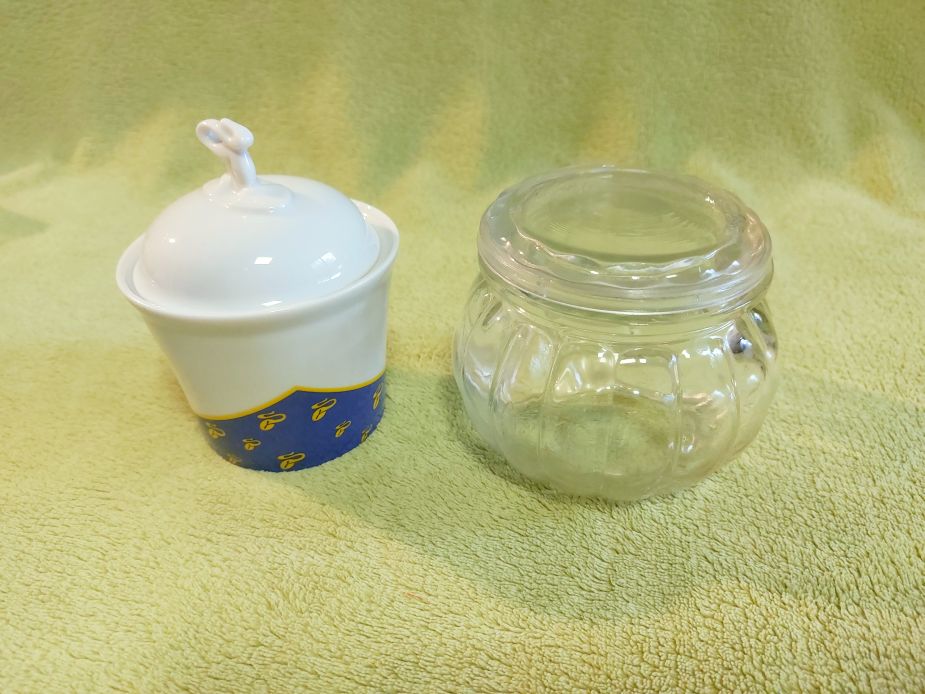 Eladó új porcelán, üveg cukortartó