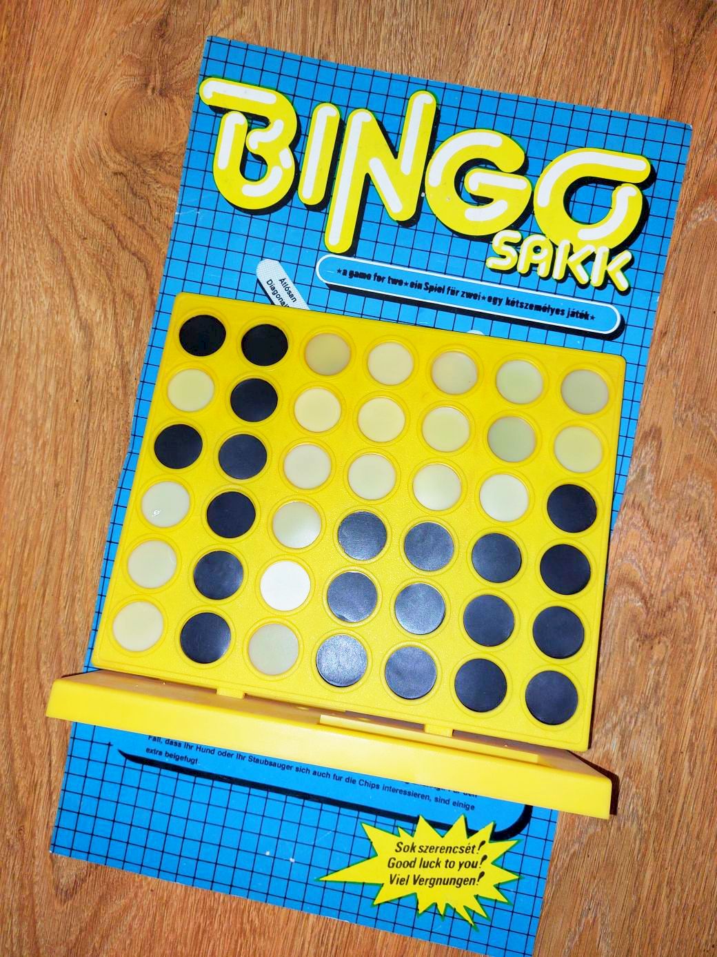 Retró Bingo Sakk (Connect 4 – Tőtike – Potyogtatós Amőba – Négy a nyerő) Hiánytalan társasjáték, 80-as évek